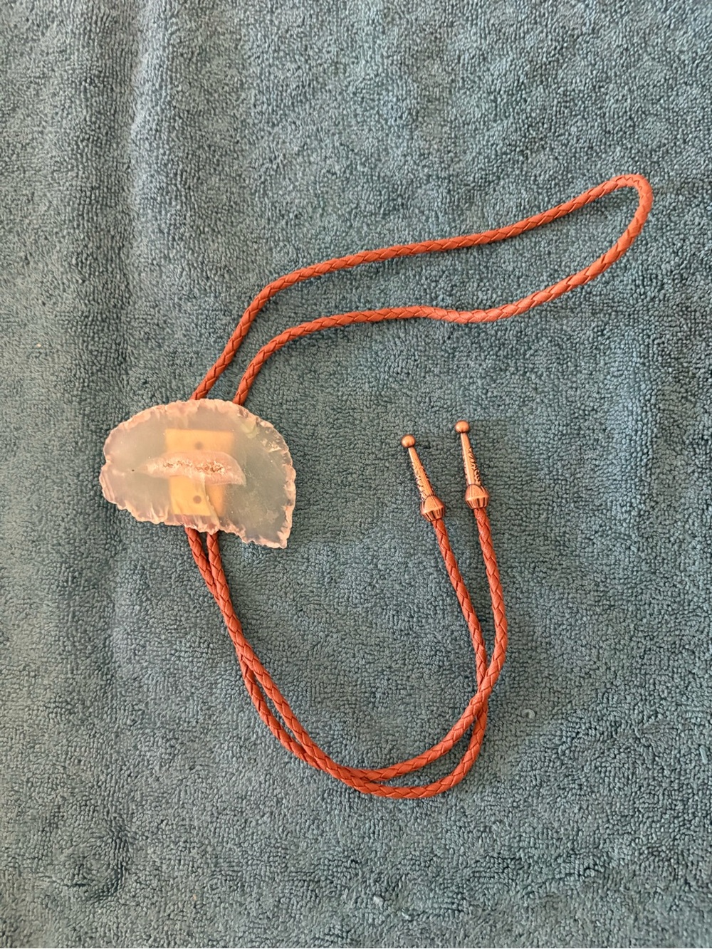 Classic Western Bolo Tie in Rust Brown with Agate Slide